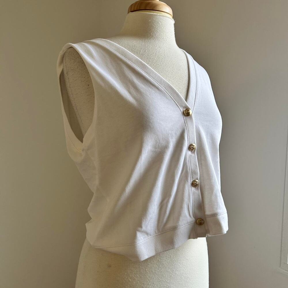 Ann taylor white gold button cotton vest top